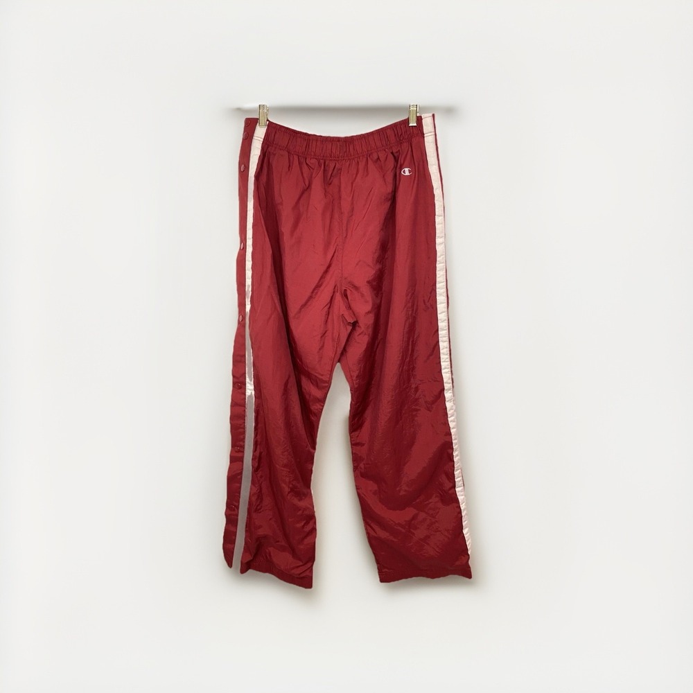 Vintage Champion Tearaway Track Pants‎ Maroon Red Snap Side XL Mens 90s Y2K